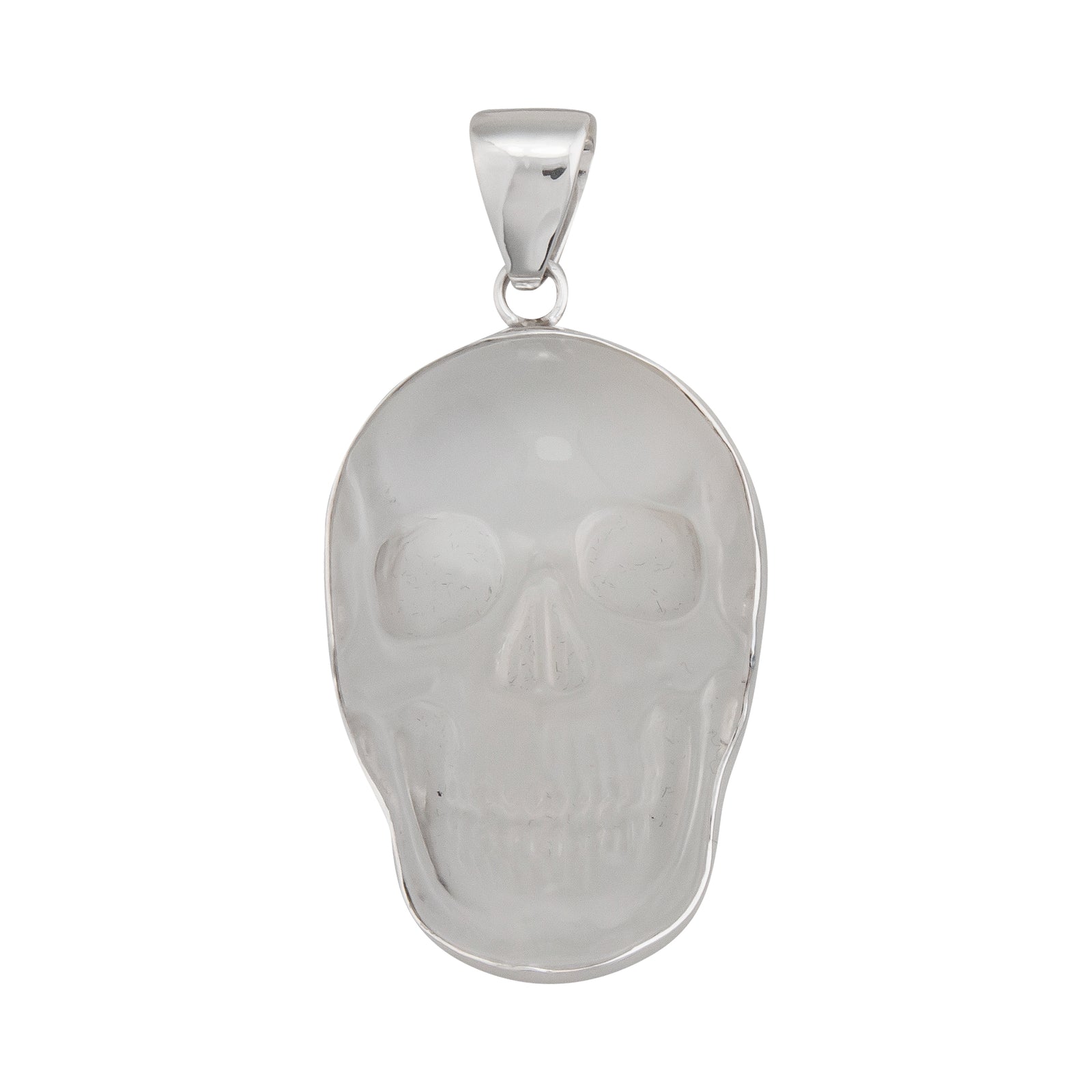 Sterling Silver Clear Quartz Skull Large Pendant | Charles Albert Jewelry
