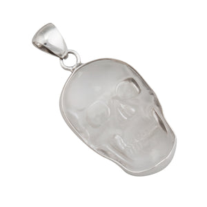 Sterling Silver Clear Quartz Skull Pendant | Charles Albert Jewelry
