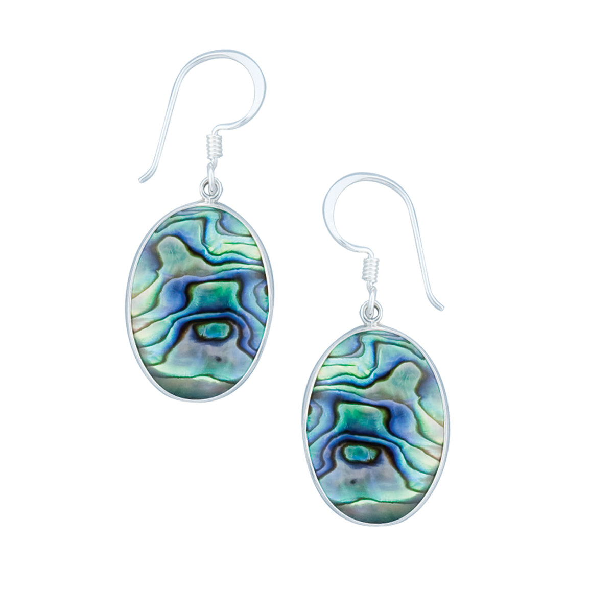 Sterling Silver Oval Natural Abalone Drop Earrings | Charles Albert Jewelry