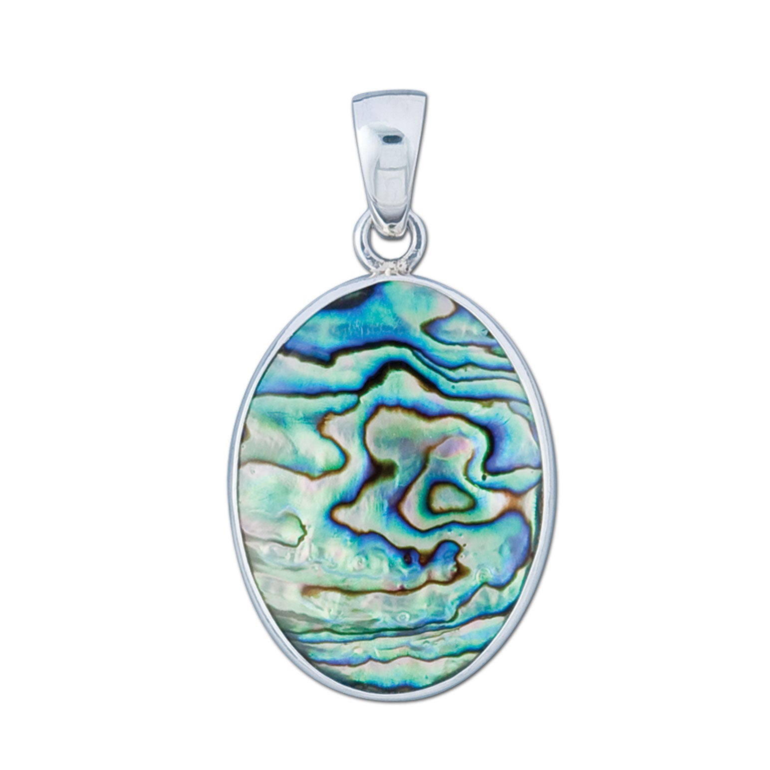 Sterling Silver Oval Natural Abalone Pendant | Charles Albert Jewelry
