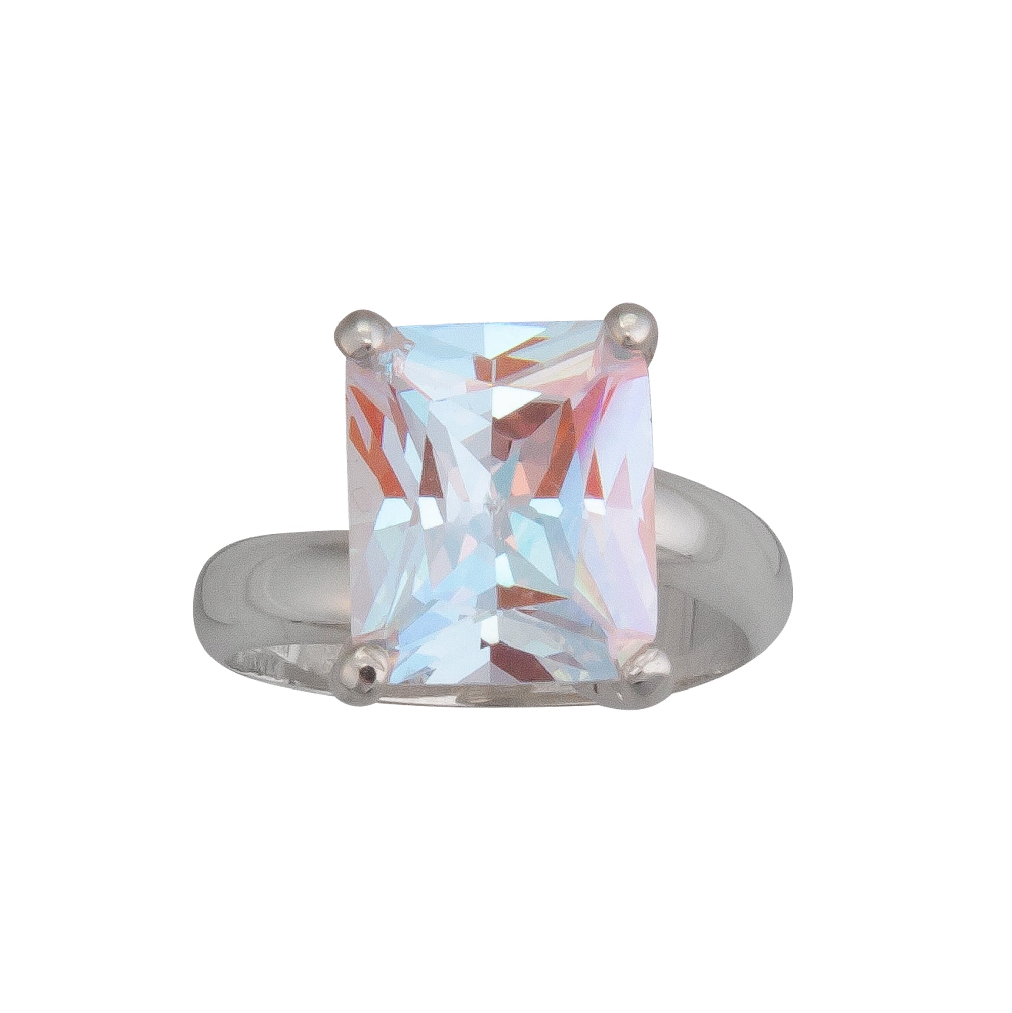 Sterling Silver Rectangle Mercury Mist Prong Set Ring | Charles Albert Jewelry