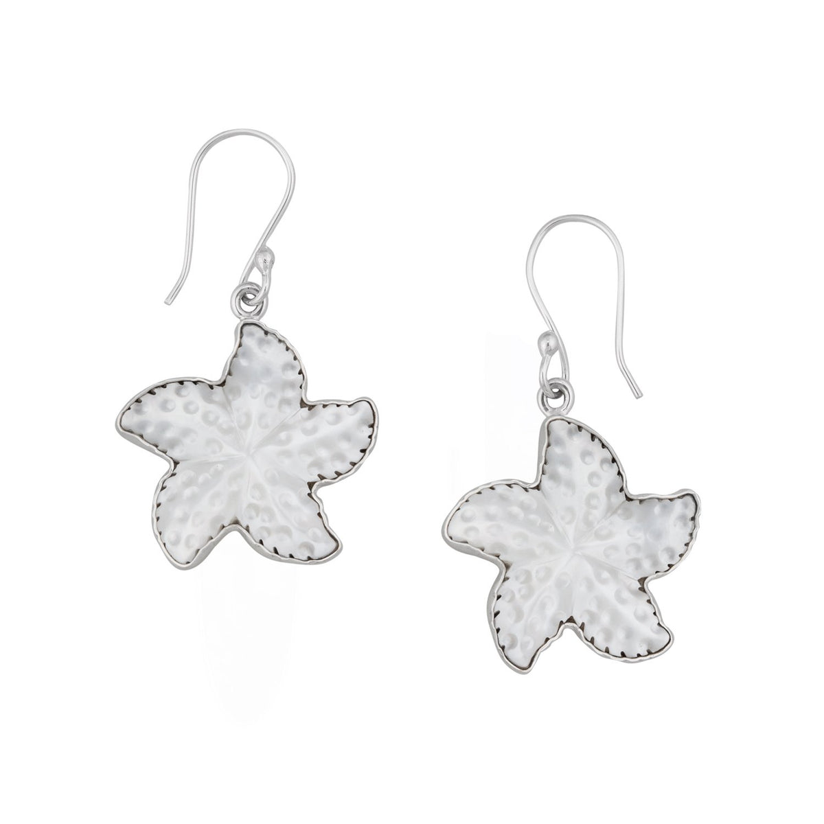 Sterling Silver Mother of Pearl Starfish Drop Earrings | Charles Albert Jewelry