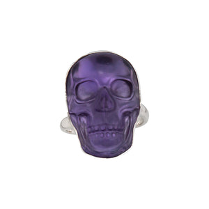 Sterling Silver X-Small Amethyst Skull Ring | Charles Albert Jewelry