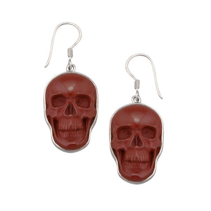 Sterling Silver Red Jasper Skull Drop Earrings | Charles Albert Jewelry