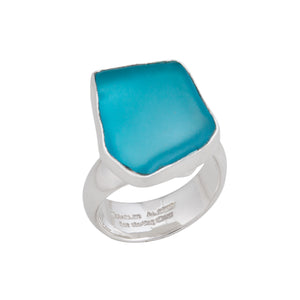 Sterling Silver Aqua Recycled Glass Adjustable Ring | Charles Albert Jewelry
