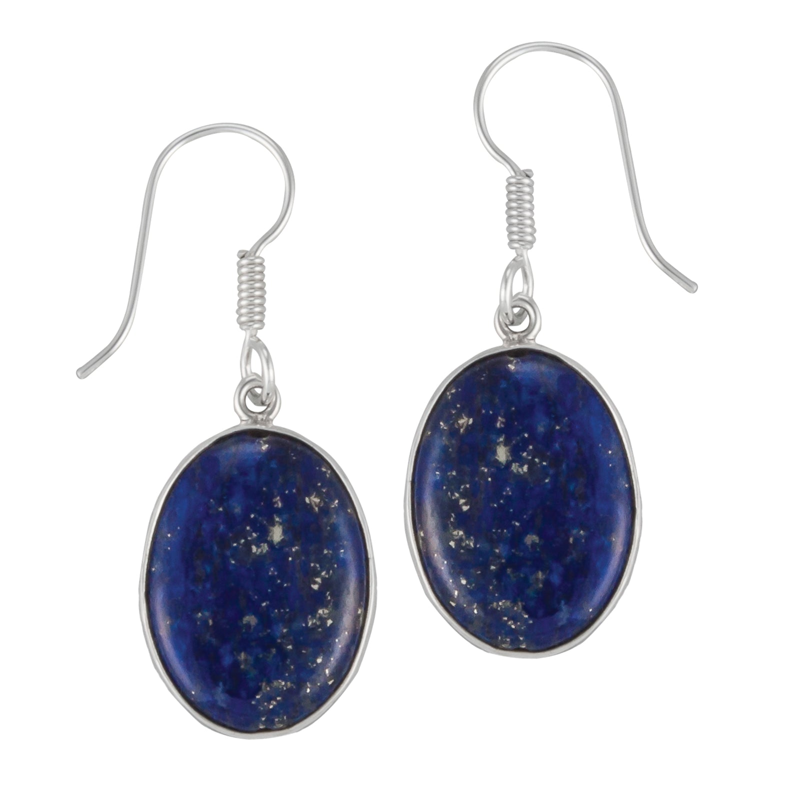 Sterling Silver Oval Lapis Lazuli Drop Earrings | Charles Albert Jewelry