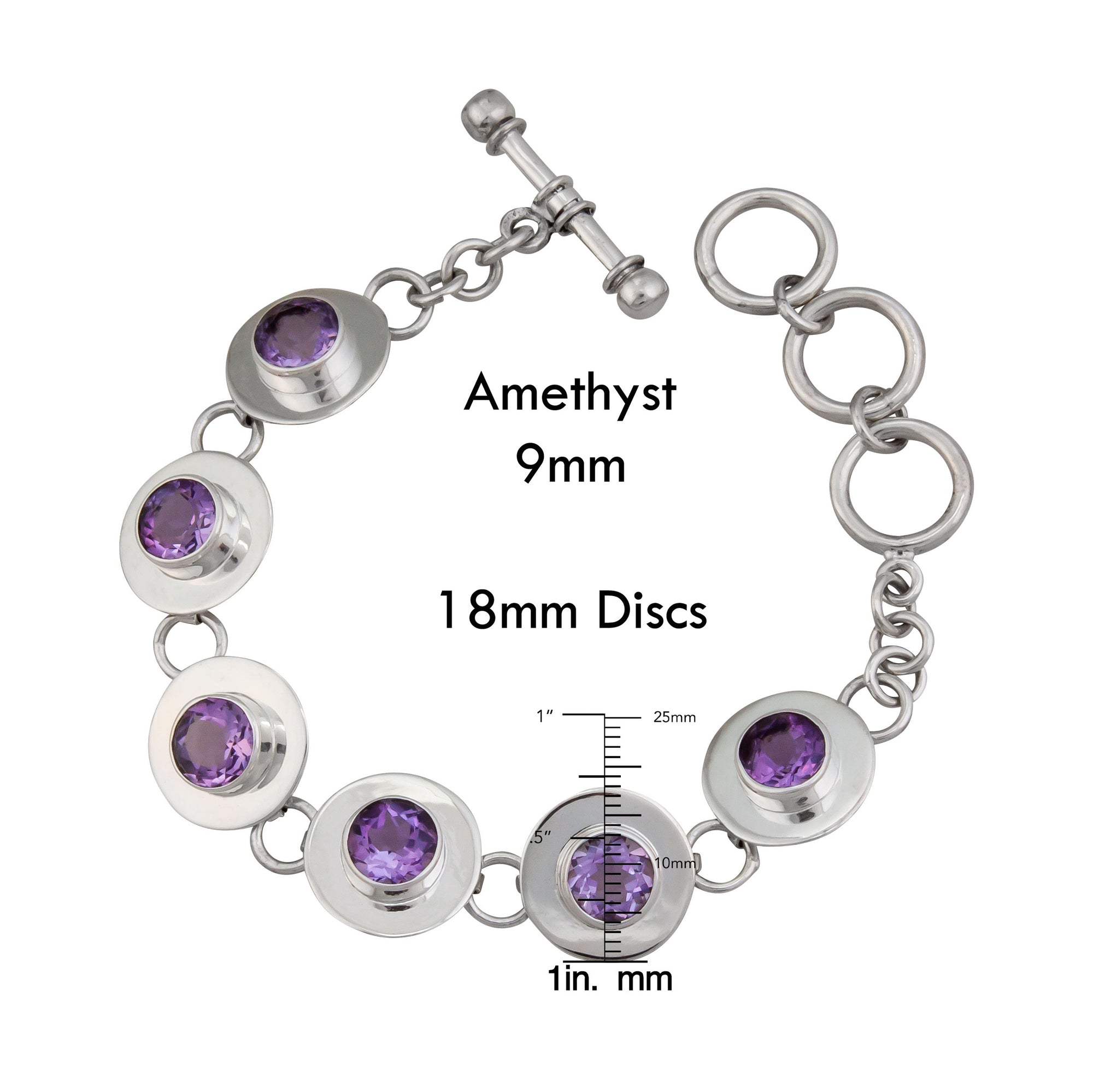 Sterling Silver Amethyst Disc Bracelet | Charles Albert Jewelry