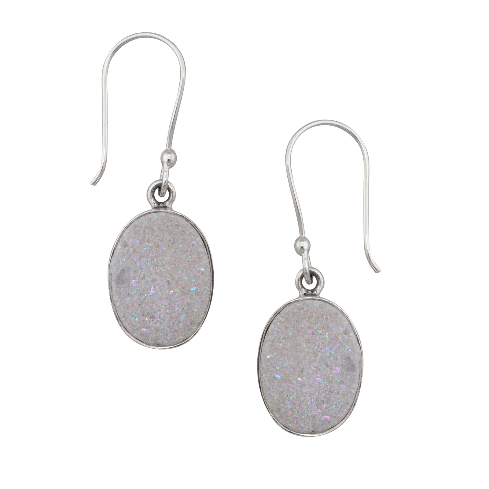 Sterling Silver White Druse Drop Earrings | Charles Albert Jewelry