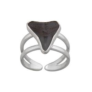 Sterling Silver Shark Tooth Cuff Adjustable Ring | Charles Albert Jewelry