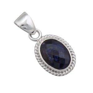 Sterling Silver Sapphire Oval Rope Pendant | Charles Albert Jewelry