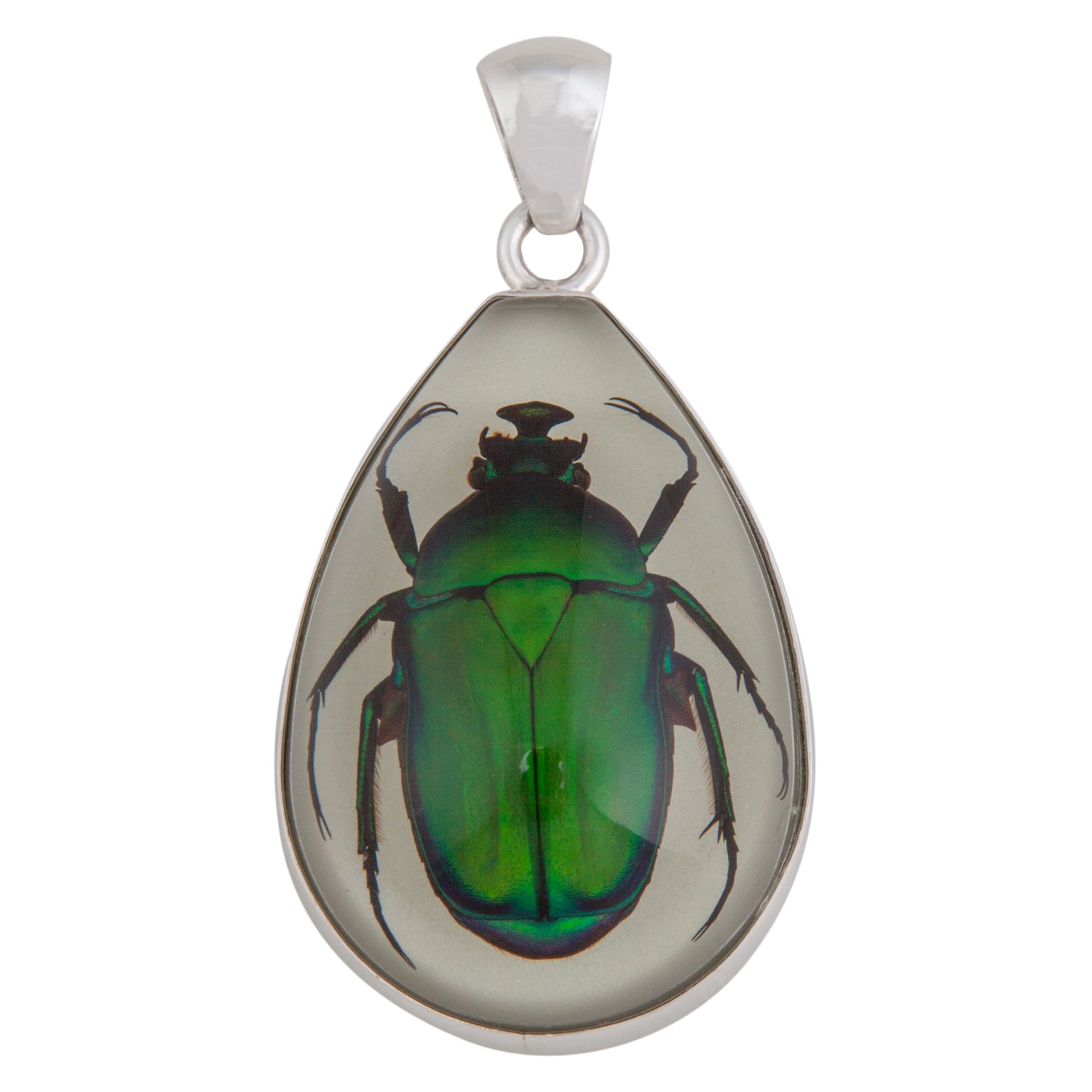 Sterling Silver Glow in the Dark Beetle Pendant | Charles Albert Jewelry
