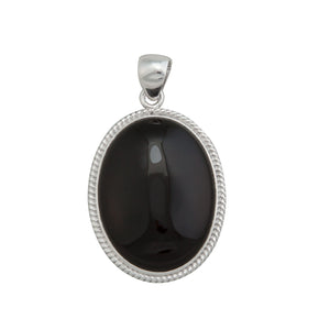 Sterling Silver Onyx Pendant with Detailed Edge | Charles Albert Jewelry