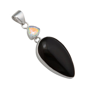 Sterling Silver Mercury Mist and Rainbow Obsidian Pendant | Charles Albert Jewelry