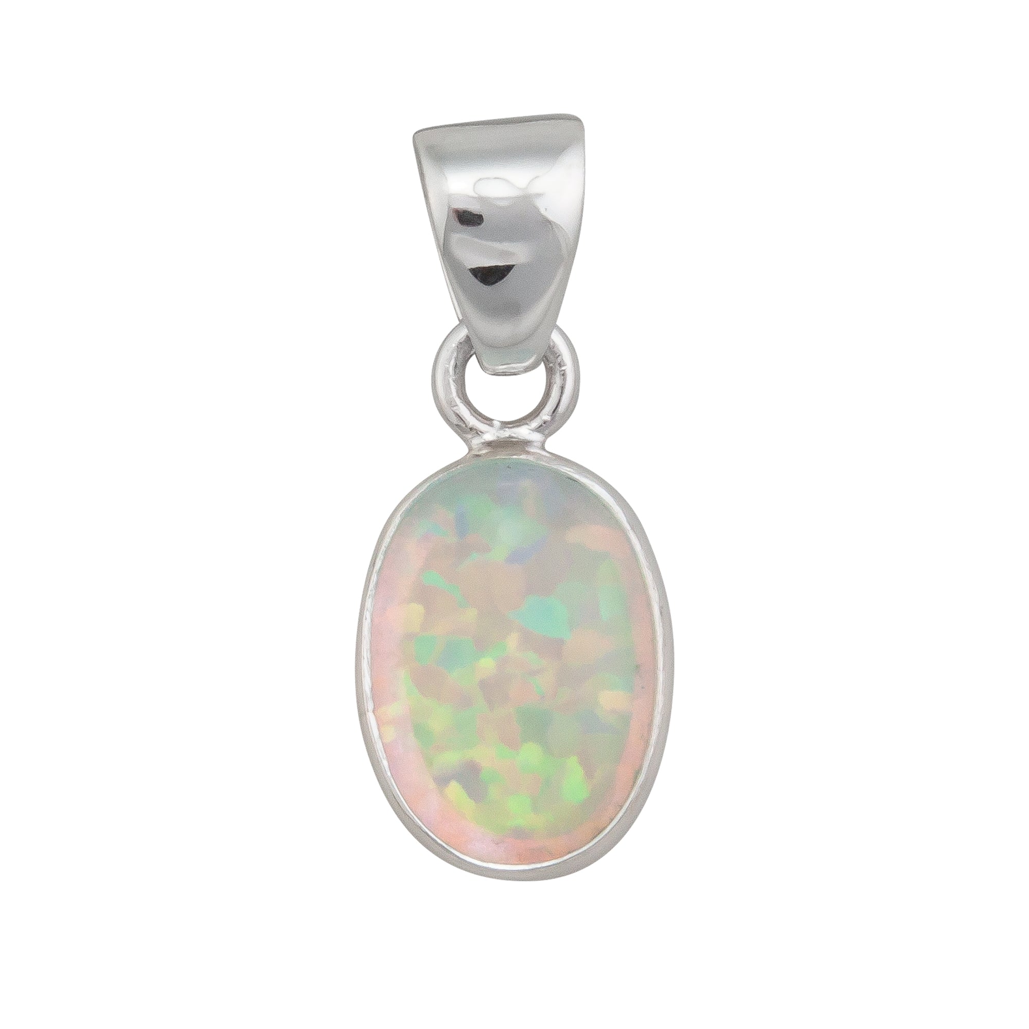 Sterling Silver White Synthetic Opal Pendant | Charles Albert Jewelry