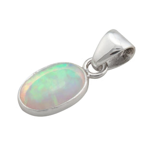 Sterling Silver White Synthetic Opal Pendant | Charles Albert Jewelry