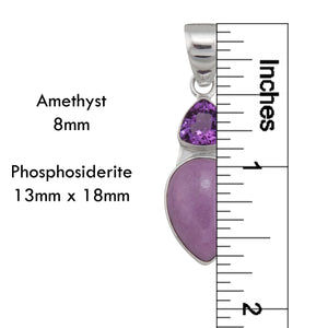 Sterling Silver Amethyst and Phosphosiderite Pendant | Charles Albert Jewelry