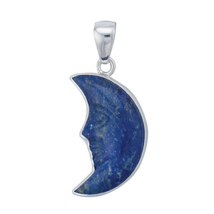 Sterling-Silver-Lapis-Lazuli-Crescent-Moon-Pendant-1-Charles Albert Inc