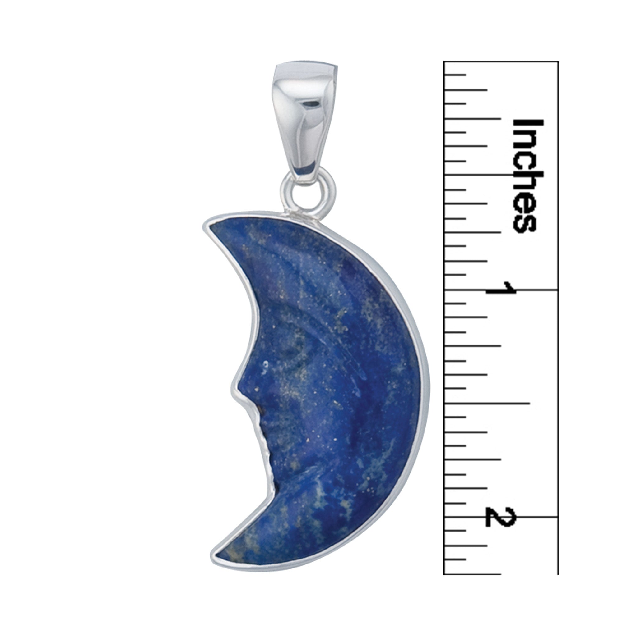 Sterling-Silver-Lapis-Lazuli-Crescent-Moon-Pendant-1-Charles Albert Inc