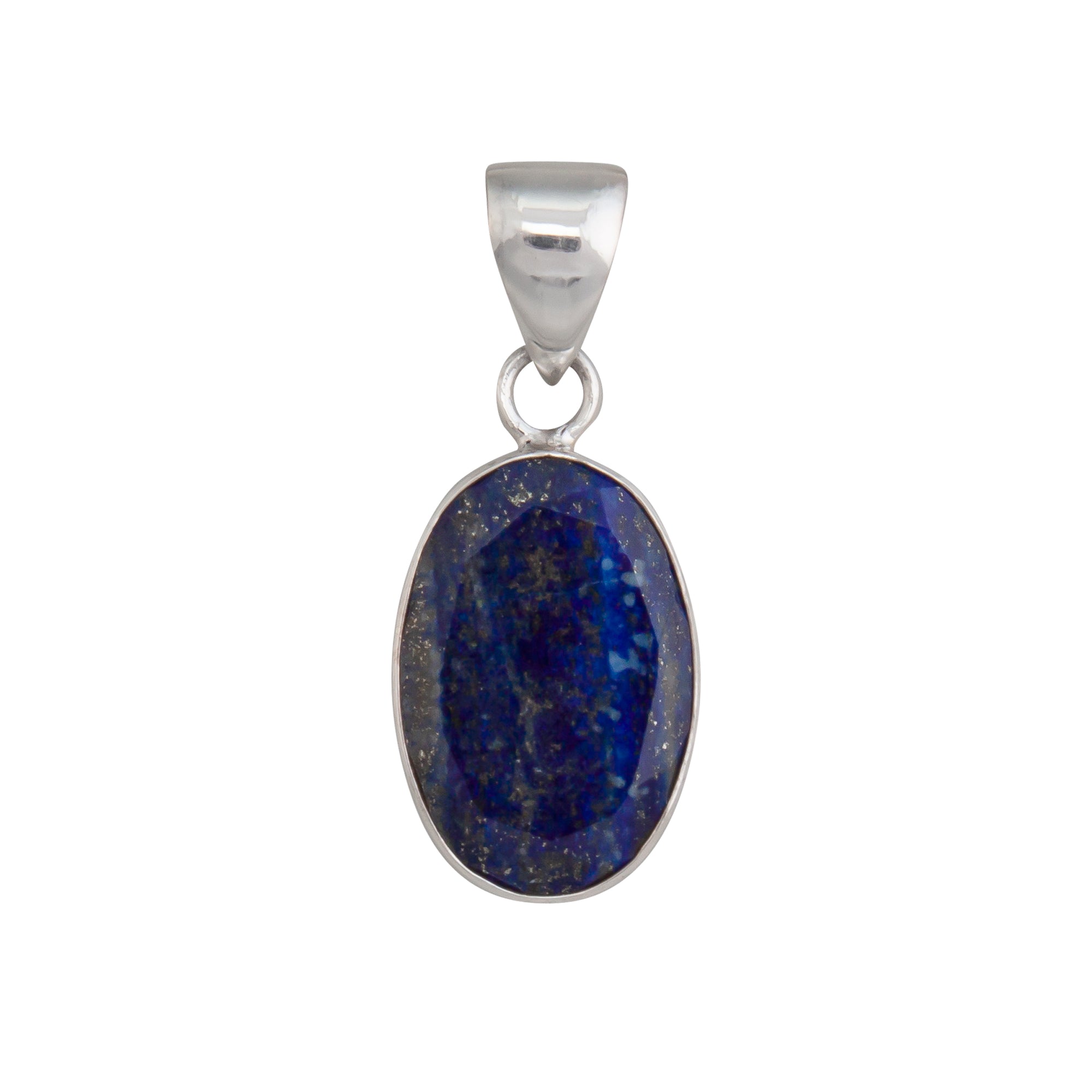 Sterling Silver Faceted Lapis Lazuli Oval Pendant - Charles Albert Jewelry