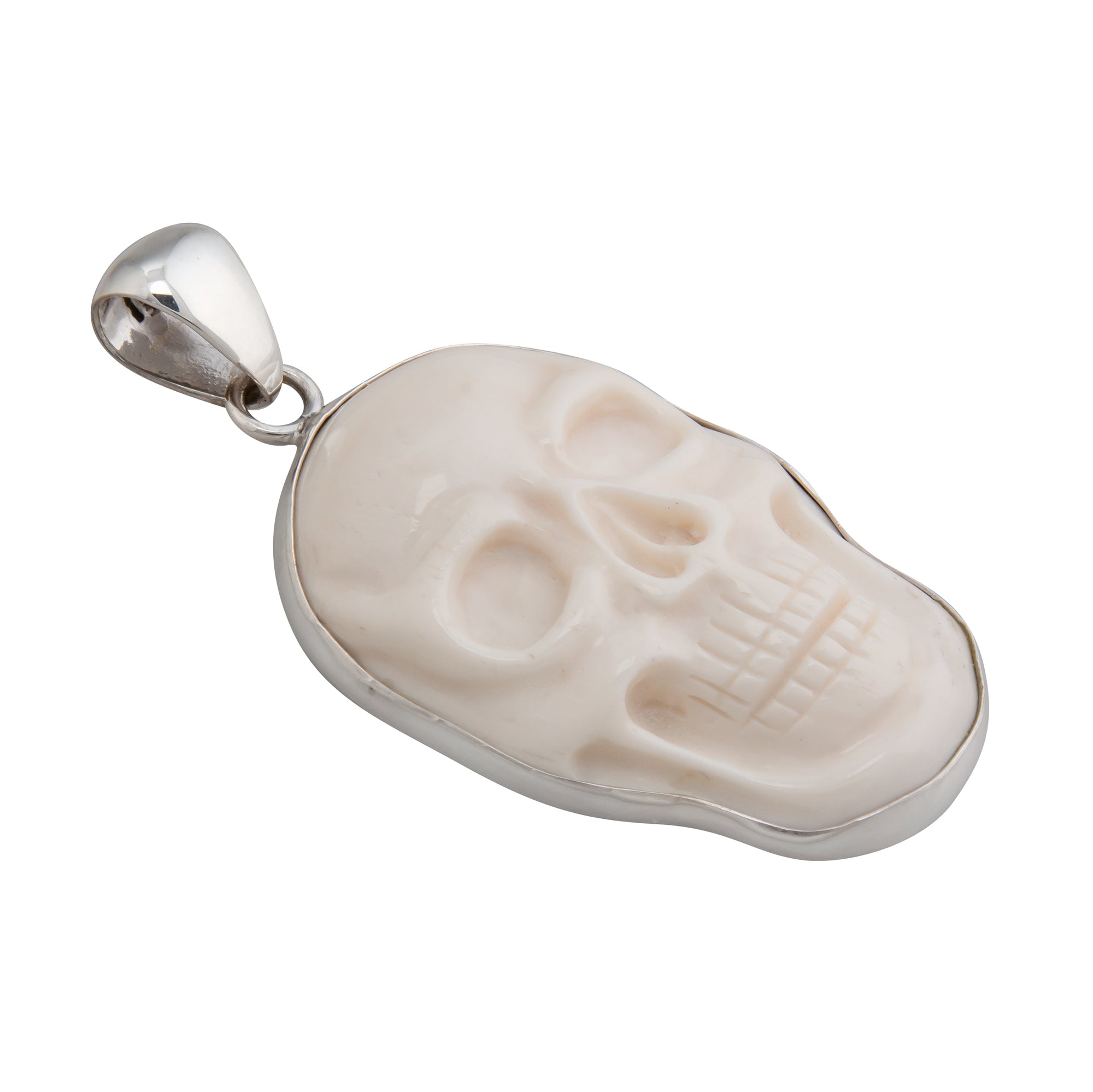 Sterling Silver Bone Skull Pendant - Large - Charles Albert Jewelry