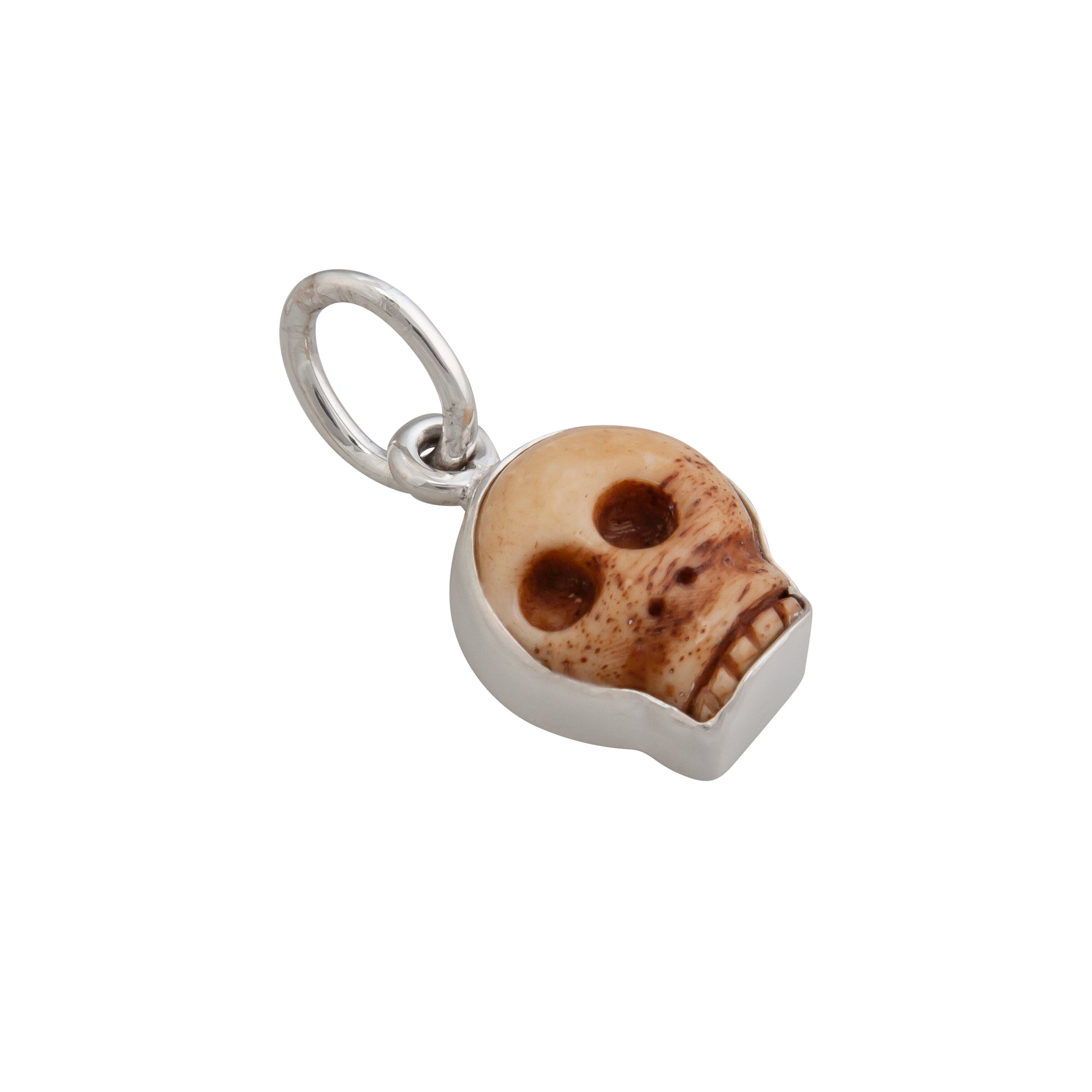 Sterling Silver Bone Skull Mini Charm Pendant - Charles Albert Jewelry