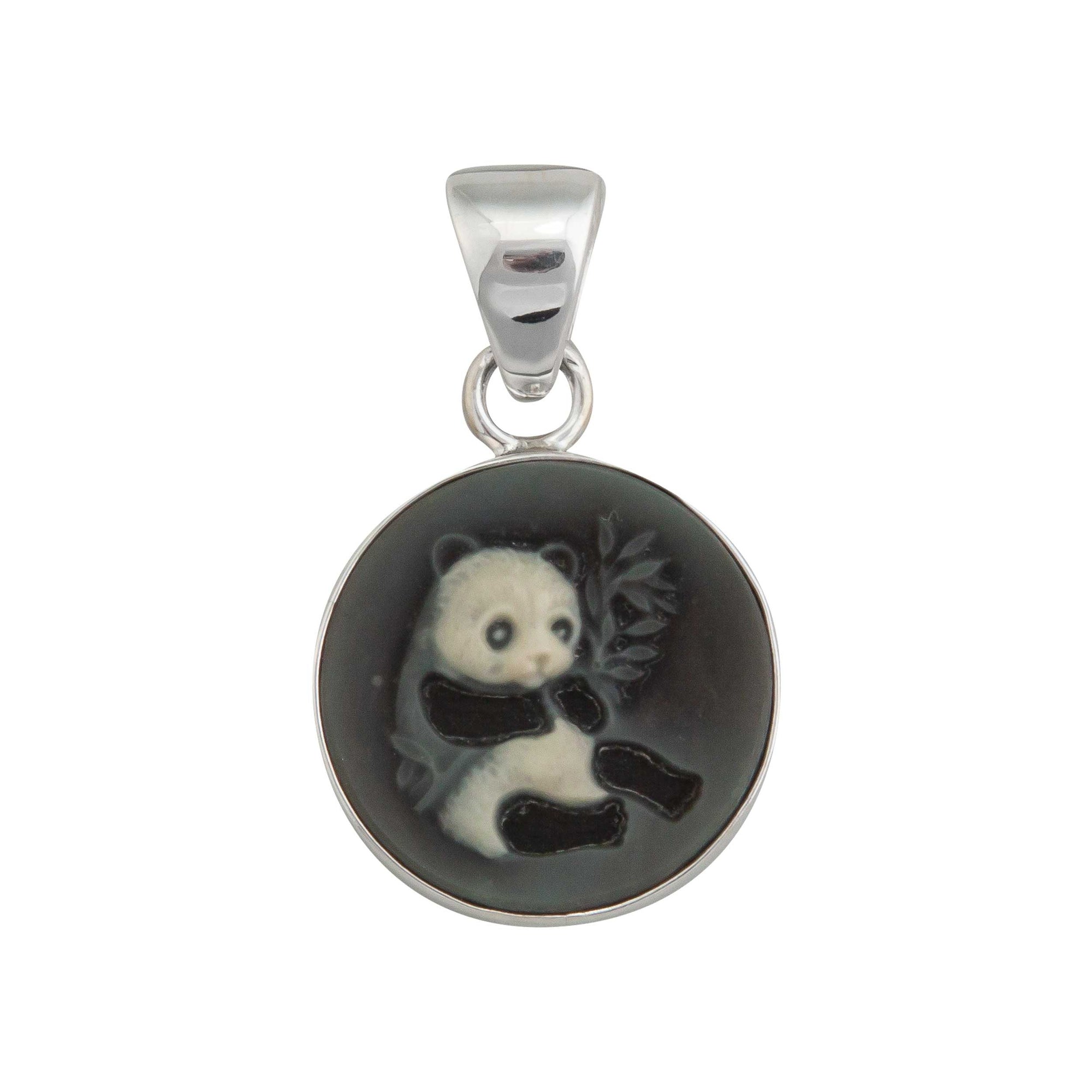 Sterling Silver Cameo Panda Pendant