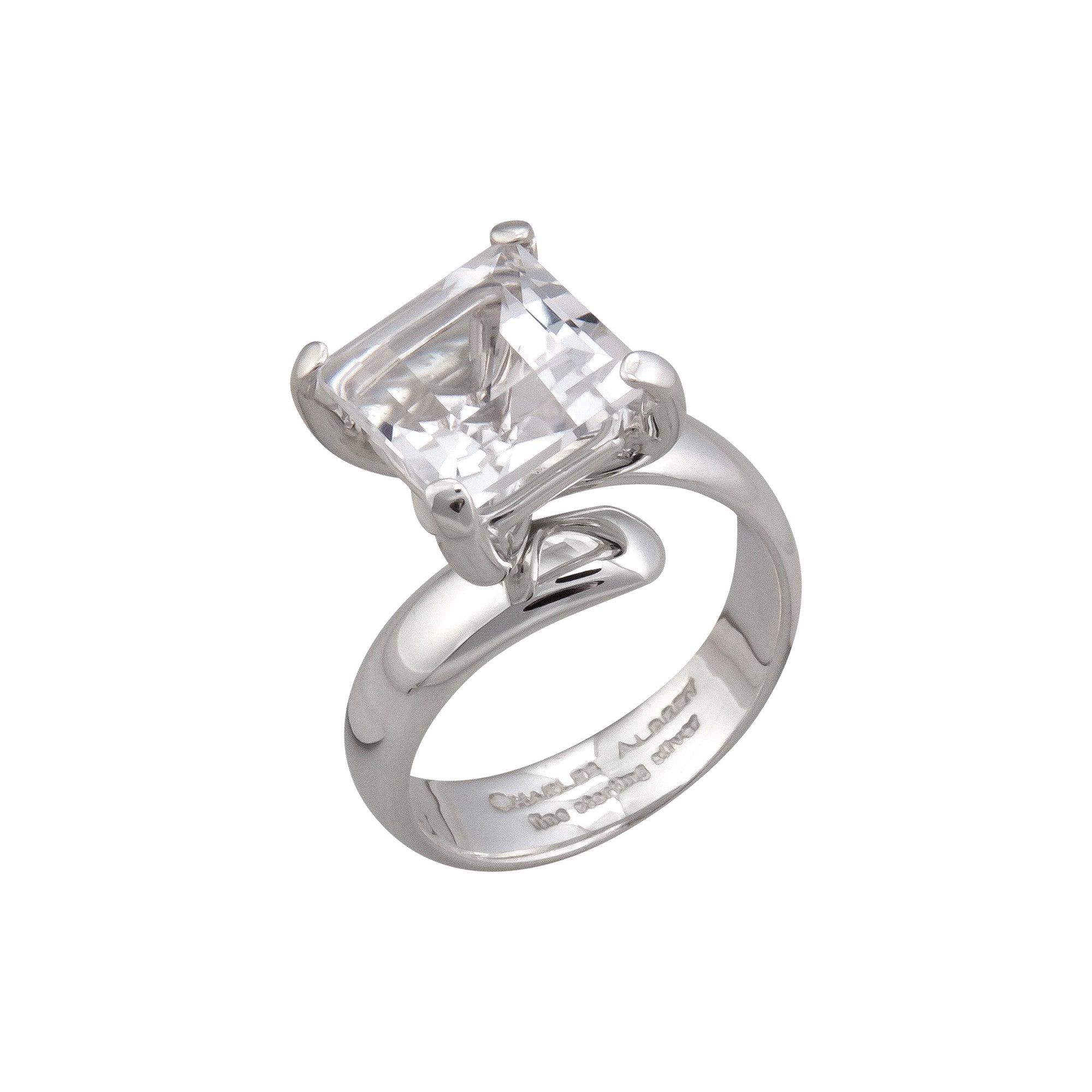 Sterling Silver Clear Quartz Prong Set Ring | Charles Albert Jewelry