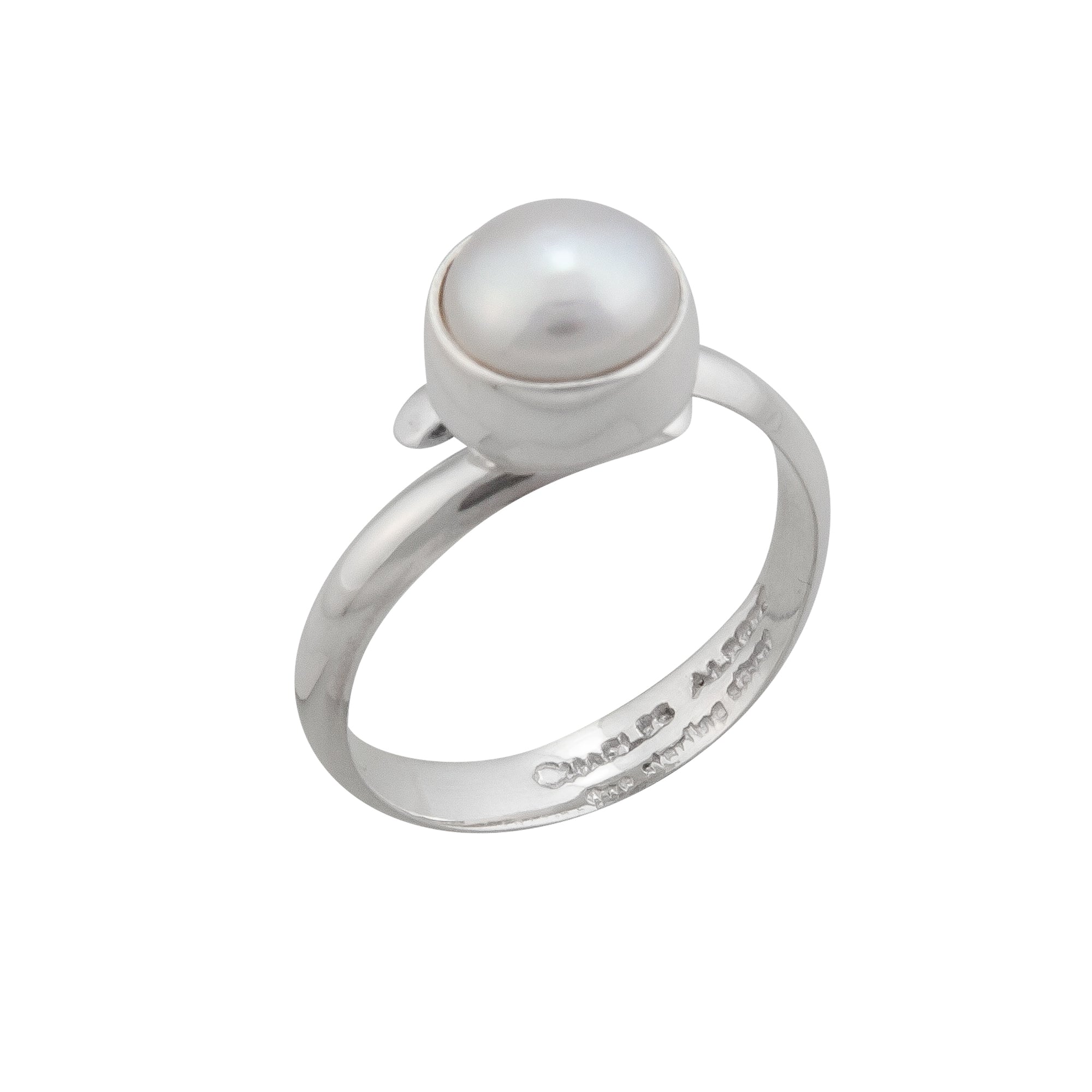 Sterling Silver White Pearl Petite Adjustable Ring | Charles Albert Jewelry