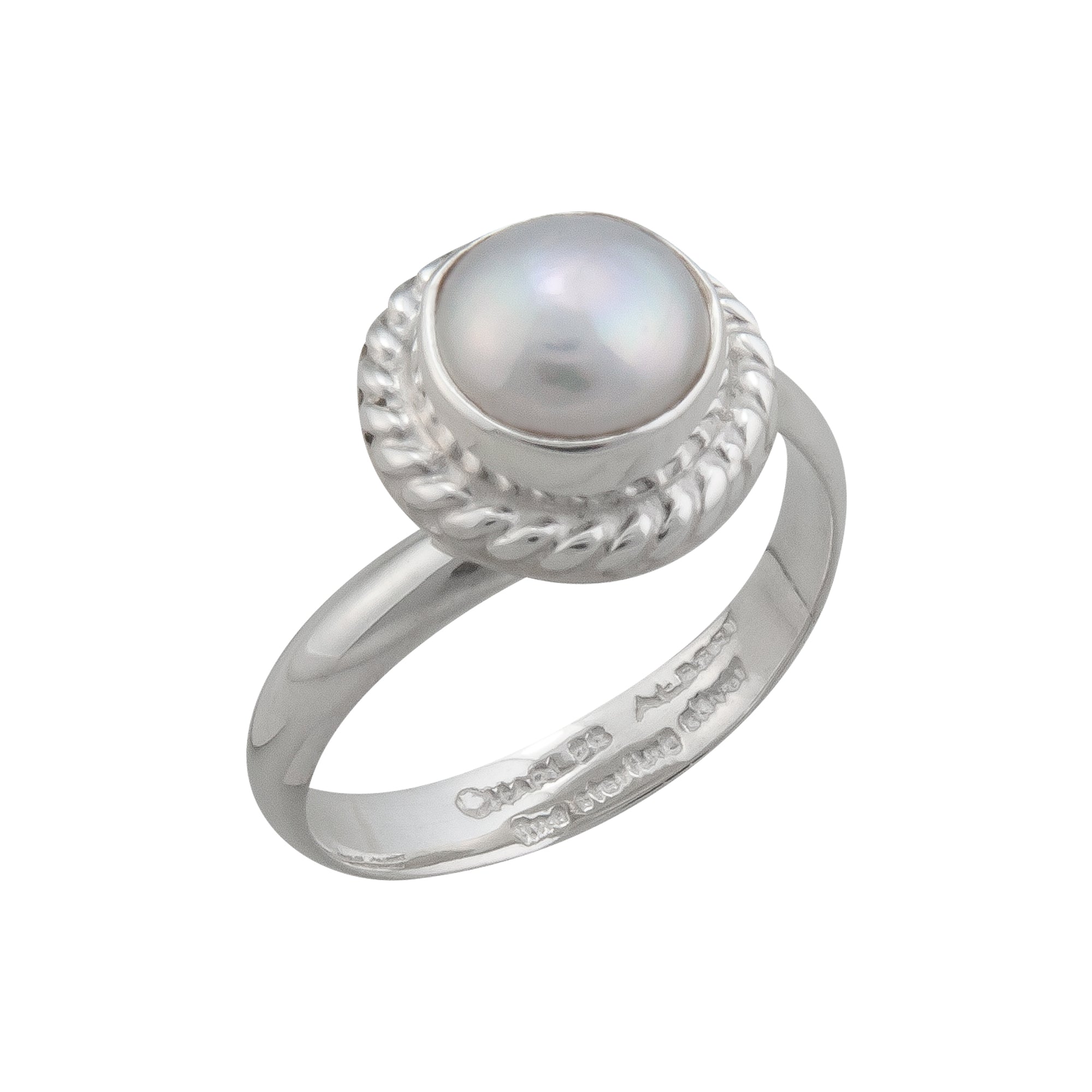 Sterling Silver White Pearl Rope Adjustable Ring | Charles Albert Jewelry