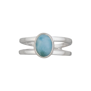 Sterling Silver Larimar Double Band Rope Ring | Charles Albert Jewelry