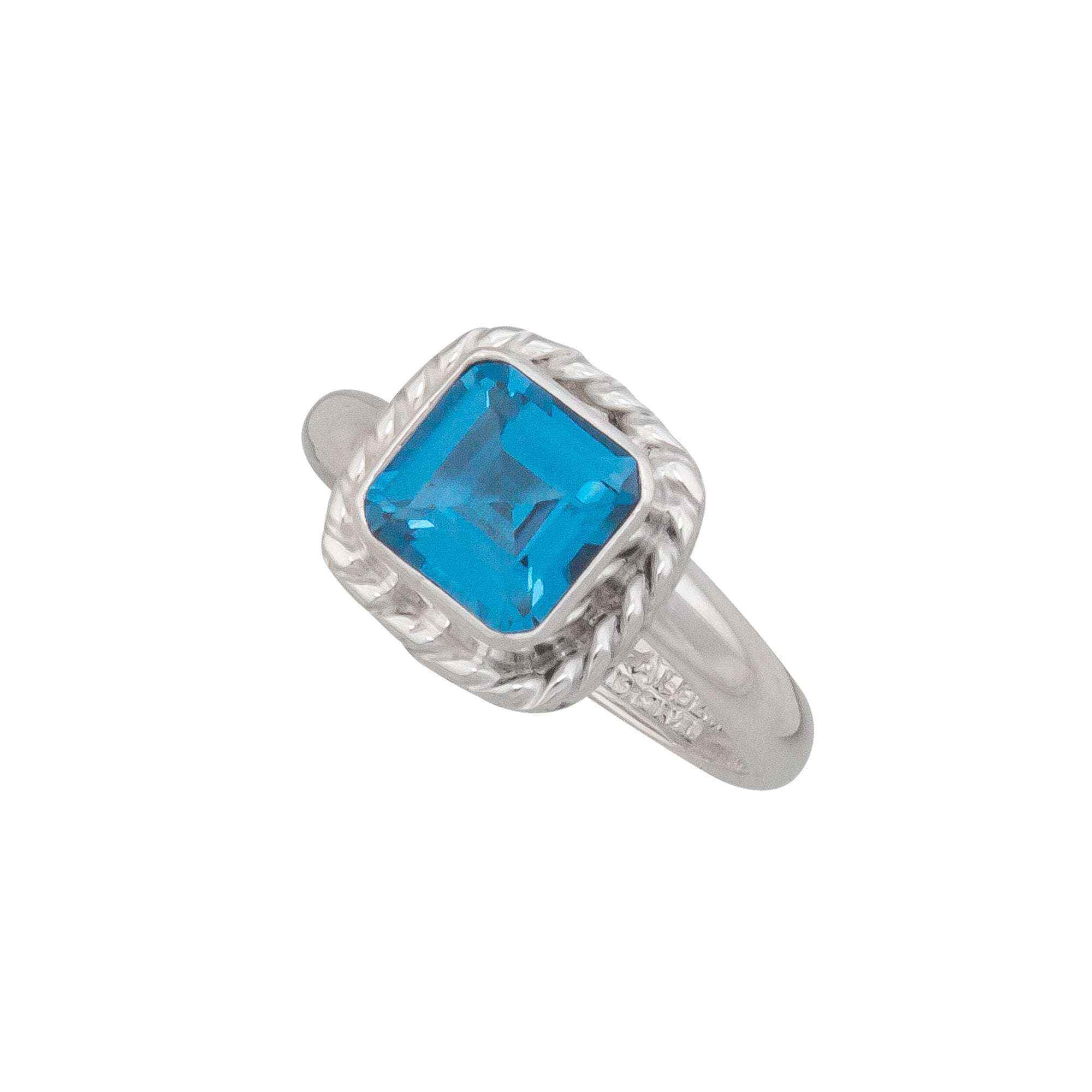 Sterling Silver Lab Created London Blue Rope Adjustable Ring | Charles Albert Jewelry