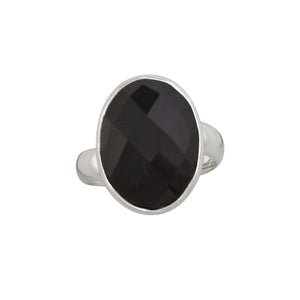 Sterling Silver Faceted Onyx Adjustable Ring | Charles Albert Jewelry
