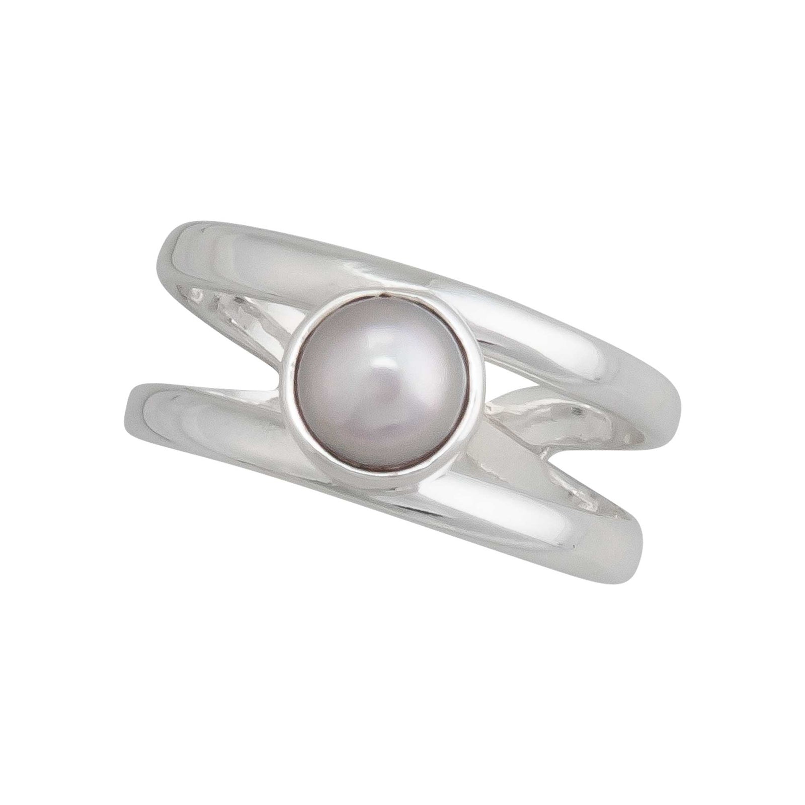 Sterling Silver Pearl Double Band Adjustable Ring | Charles Albert Jewelry