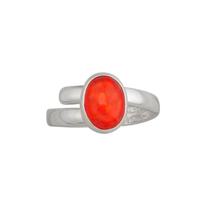 Sterling Silver Synthetic Opal Adjustable Ring - Charles Albert Jewelry