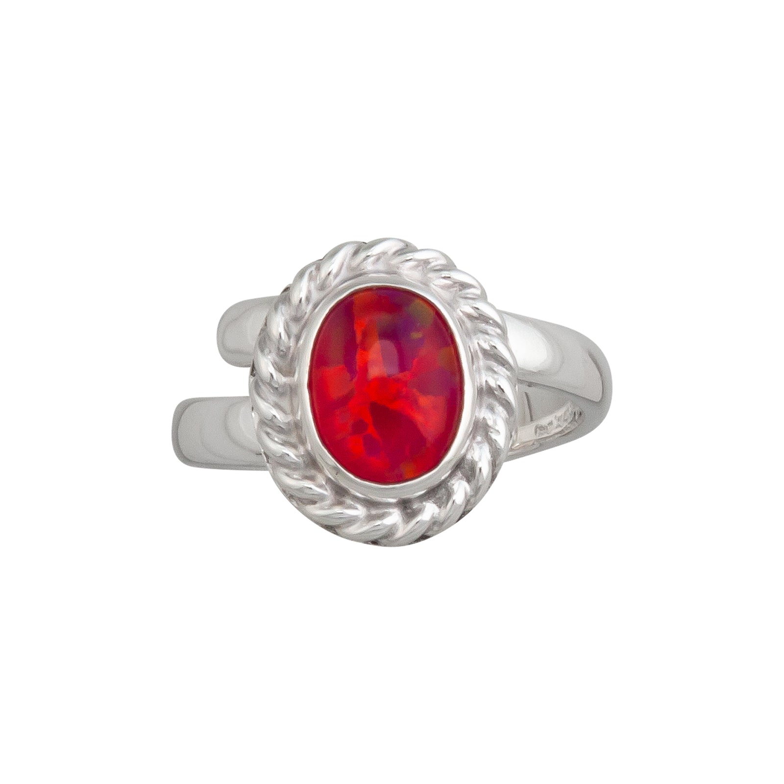 Sterling Silver Synthetic Opal Adjustable Rope Ring - Charles Albert Jewelry