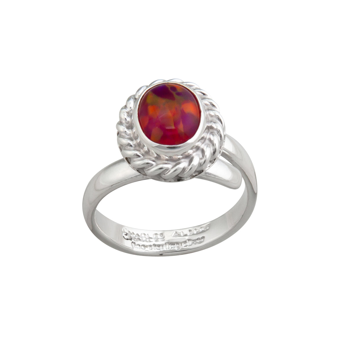 Sterling Silver Synthetic Opal Adjustable Rope Ring - Charles Albert Jewelry