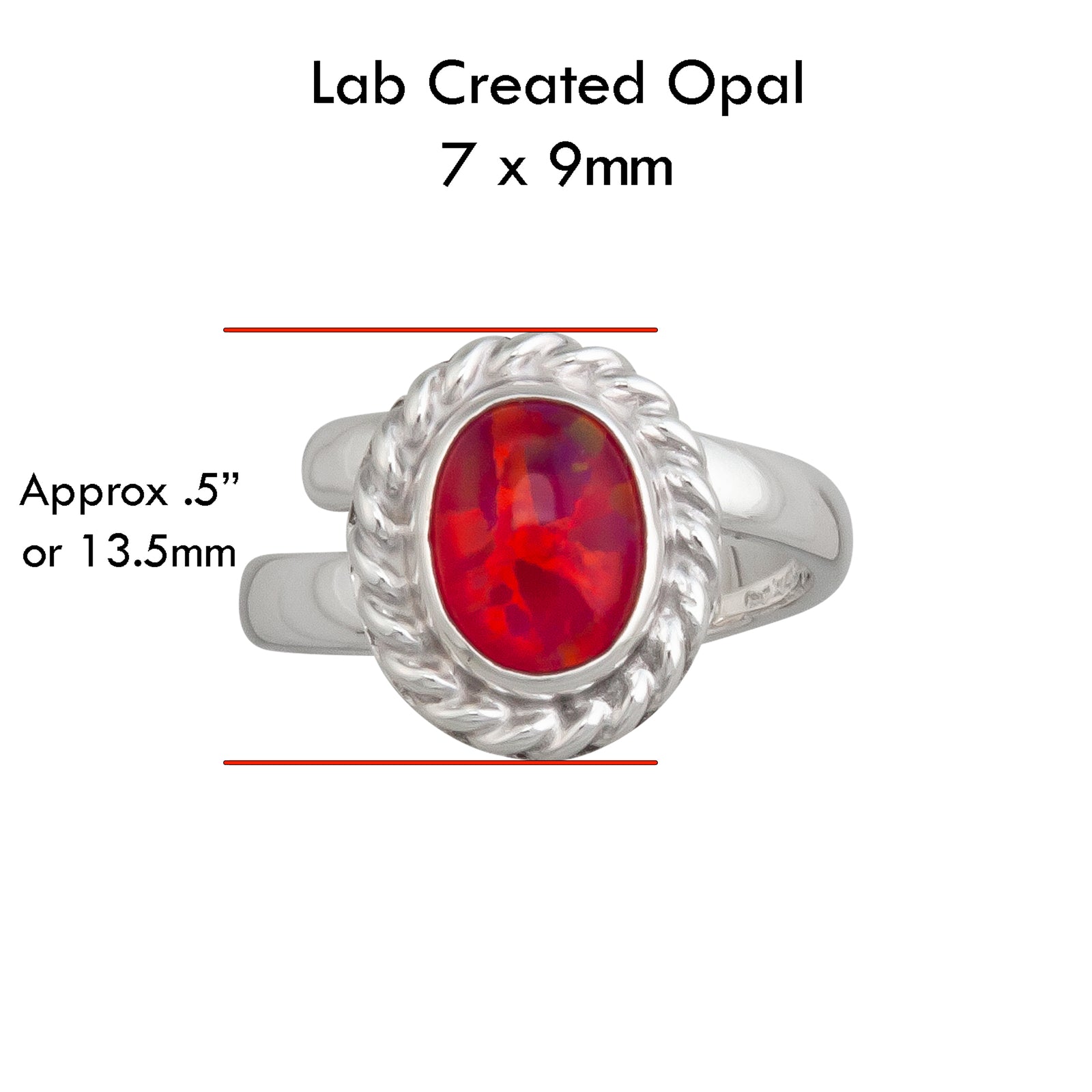 Sterling Silver Synthetic Opal Adjustable Rope Ring - Charles Albert Jewelry