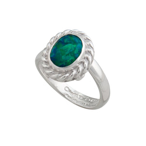 Sterling Silver Synthetic Opal Adjustable Rope Ring - Charles Albert Jewelry