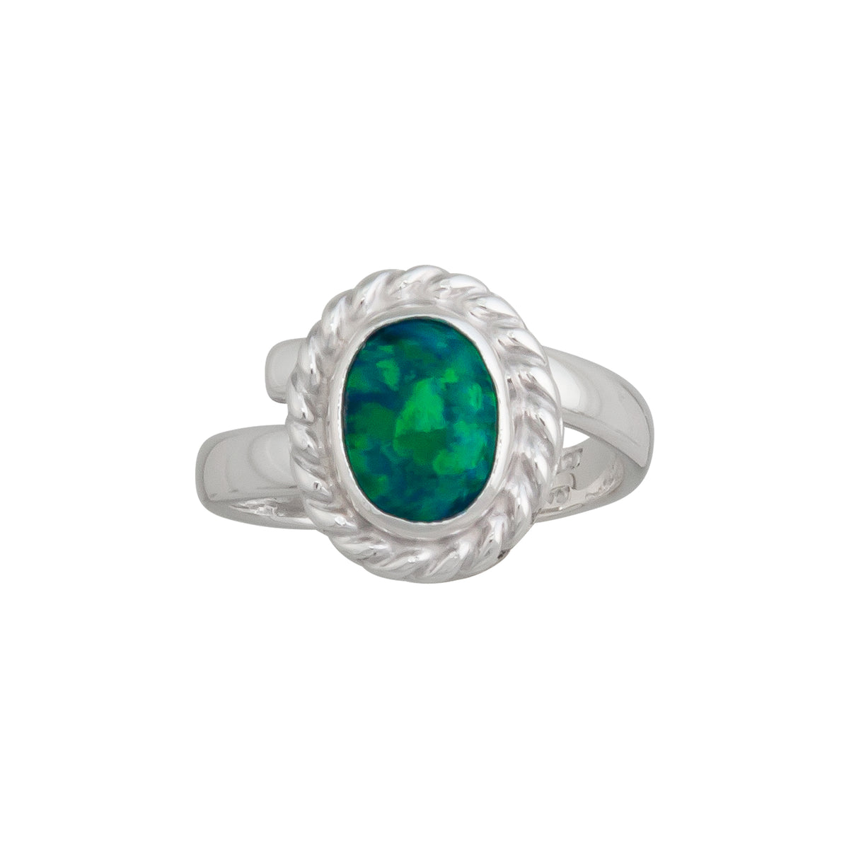 Sterling Silver Synthetic Opal Adjustable Rope Ring - Charles Albert Jewelry