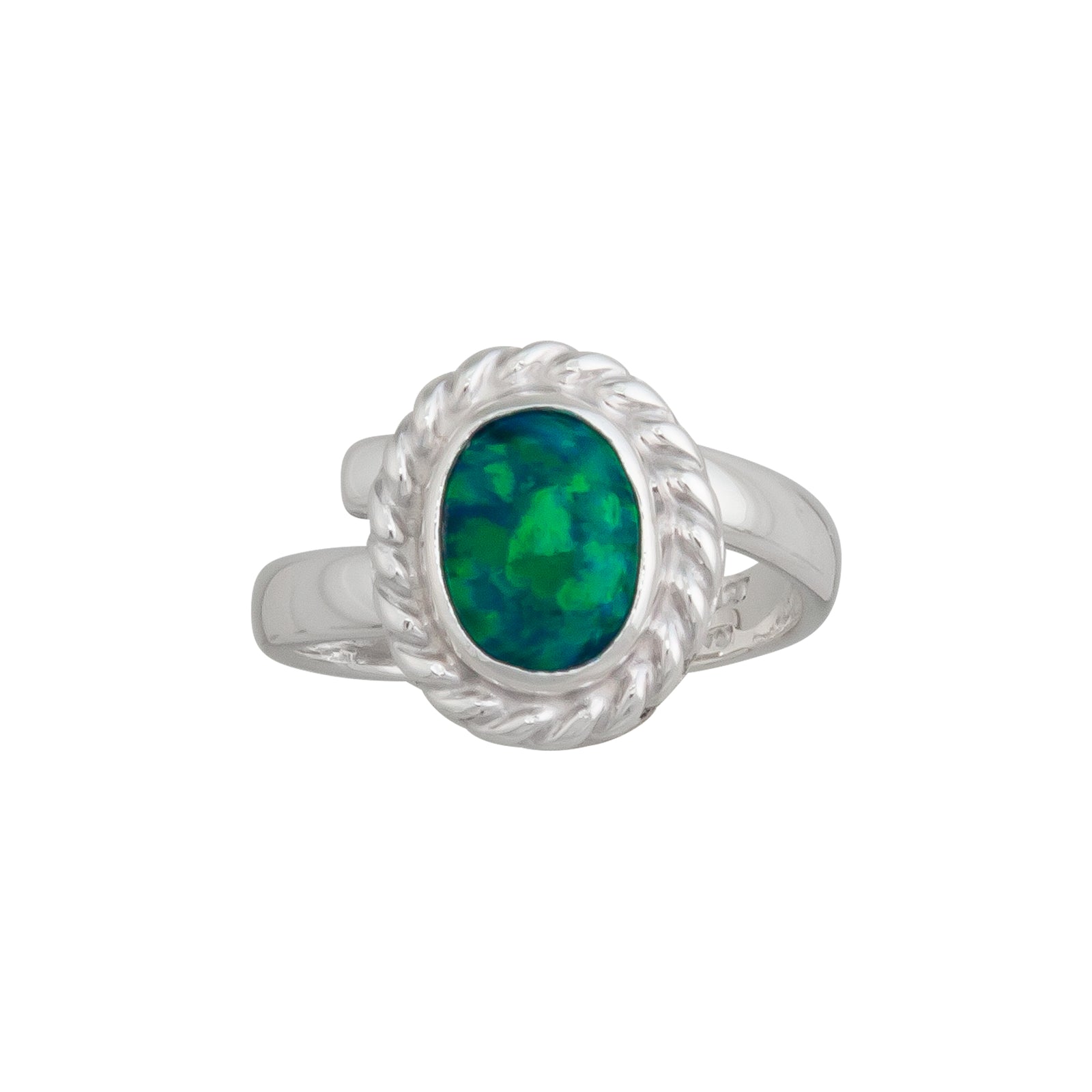 Sterling Silver Synthetic Opal Adjustable Rope Ring - Charles Albert Jewelry