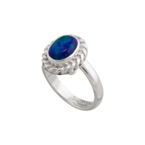 Sterling Silver Synthetic Opal Adjustable Rope Ring - Charles Albert Jewelry