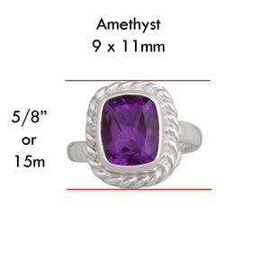 Sterling Silver Amethyst Rope Adjustable Ring - Charles Albert Jewelry