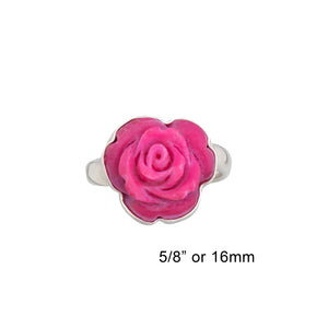 Sterling Silver Pink Resin Rose Adjustable Ring - Charles Albert Jewelry