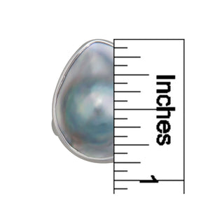 Sterling Silver Mabel Blister Pearl Teardrop Adjustable Ring | Charles Albert Jewelry
