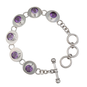 Sterling Silver Amethyst Disc Bracelet | Charles Albert Jewelry