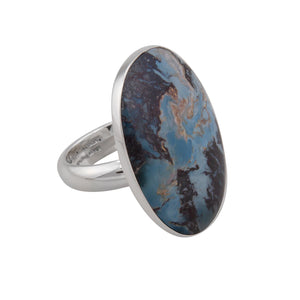 Sterling Silver Aztec Lapis Adjustable Ring | Charles Albert Jewelry
