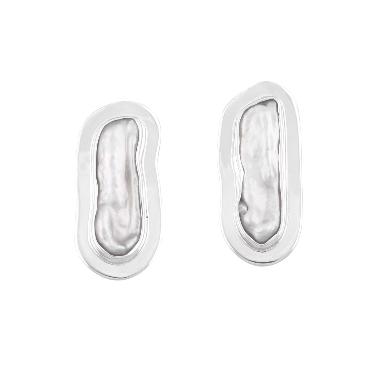 Sterling Silver Biwa Pearl Post Earrings | Charles Albert Jewelry