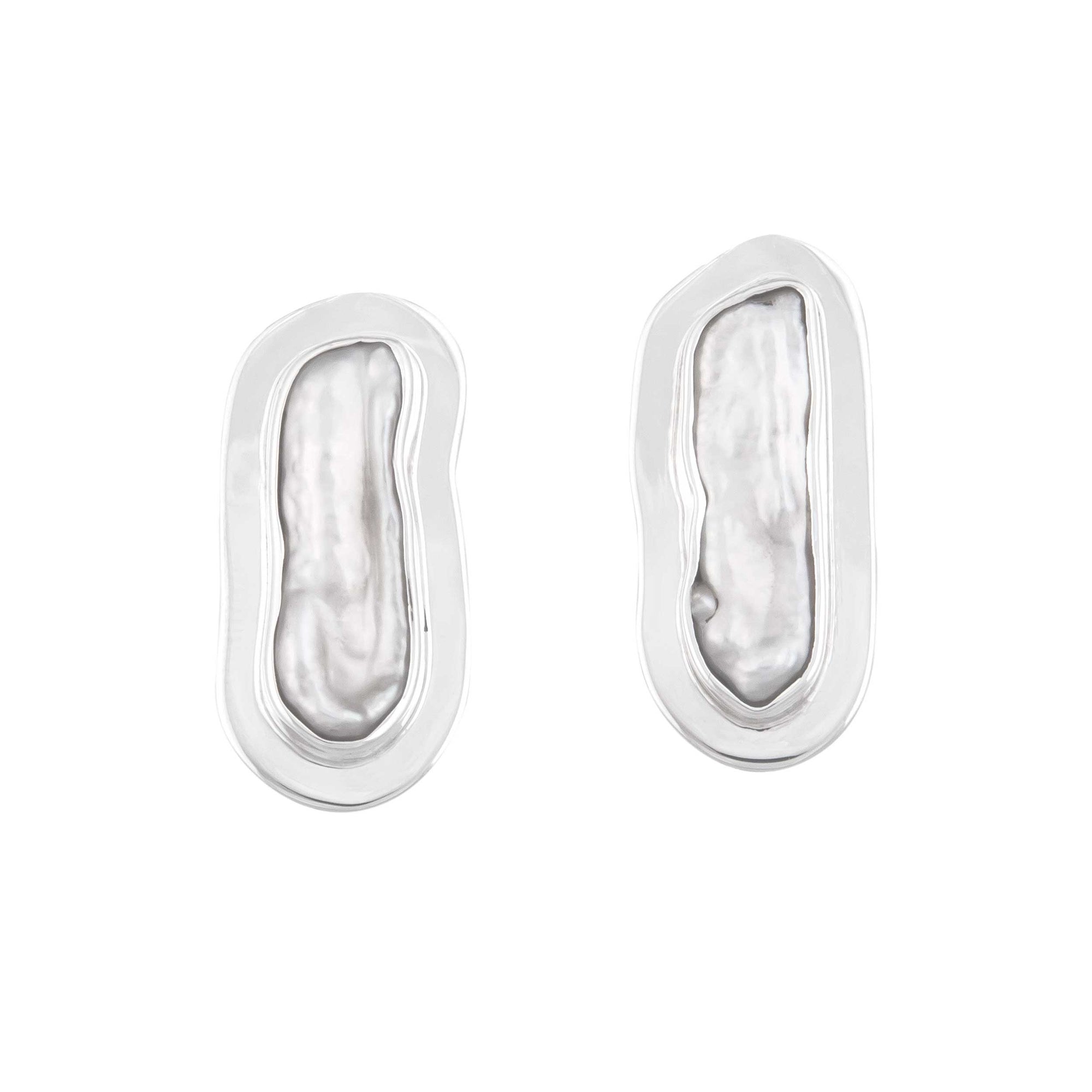 Sterling Silver Biwa Pearl Post Earrings | Charles Albert Jewelry