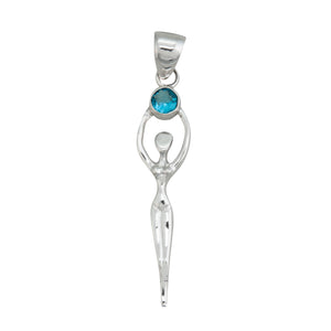 Sterling Silver Blue Topaz Goddess Pendant | Charles Albert Jewelry