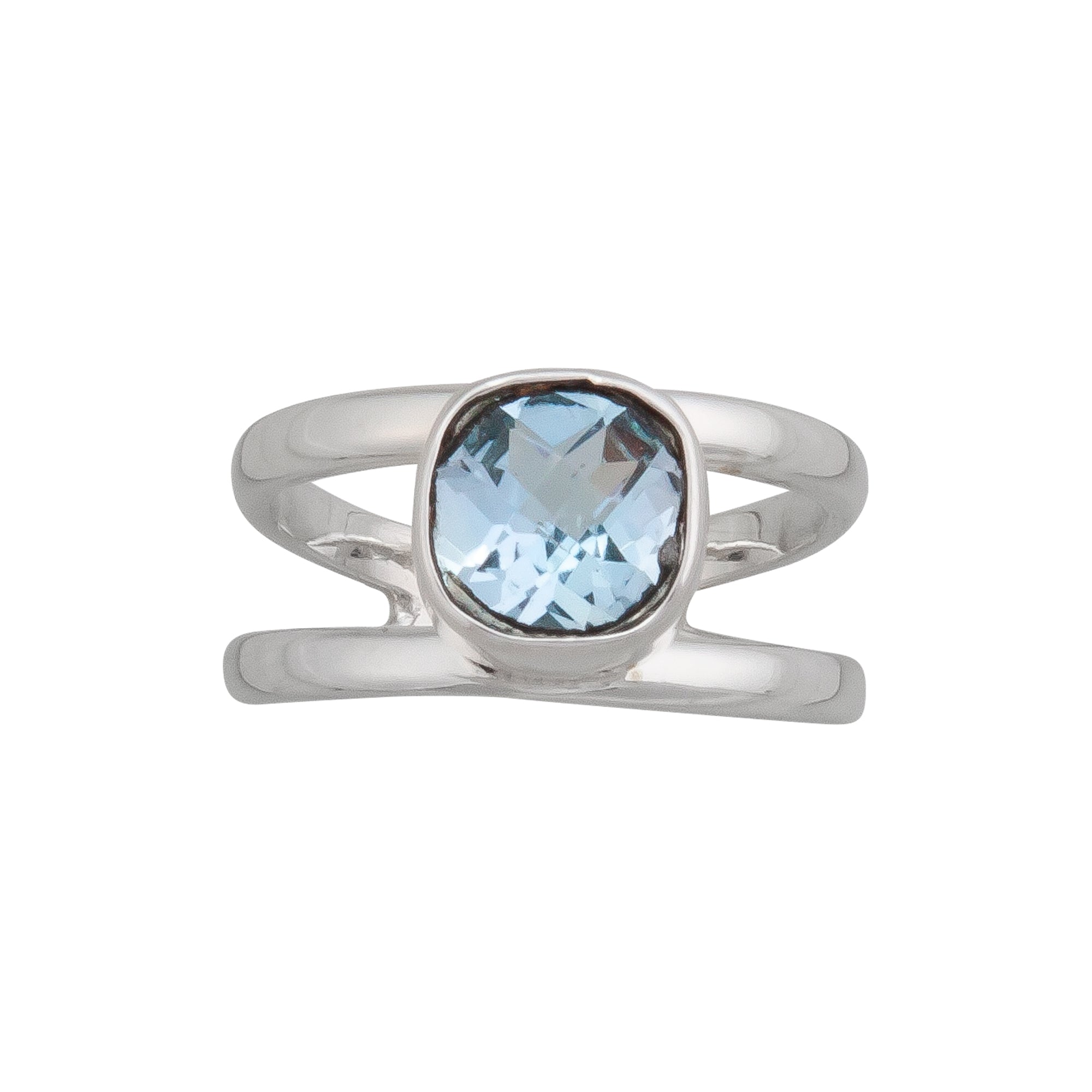 Sterling Silver Blue Topaz Cuff Ring | Charles Albert Jewelry